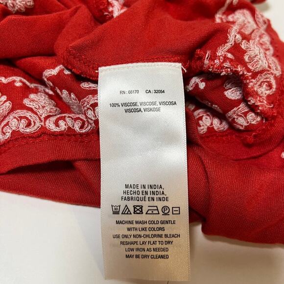 Anthropologie Akemi + Kin Chelsey‎ Embroidered Tank Top Red White Size XS Boho - Picture 7 of 11